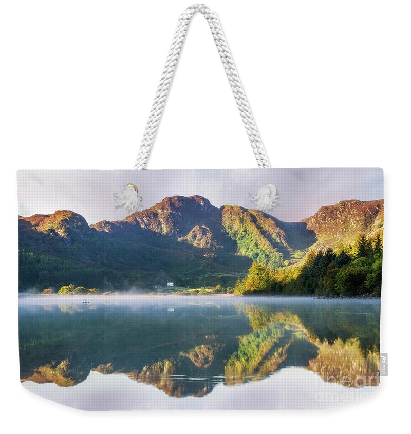 Snowdonia Weekender Tote Bag featuring the photograph Misty Dawn Lake #1 by Ian Mitchell