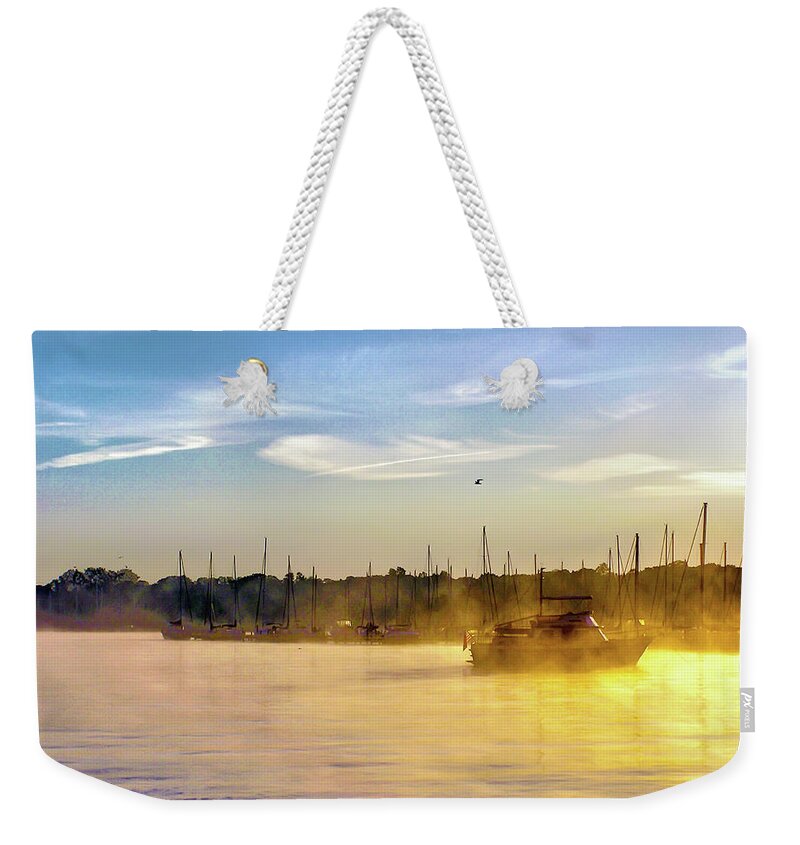 2d Weekender Tote Bag featuring the photograph Misty Morning On Rock Creek #1 by Brian Wallace