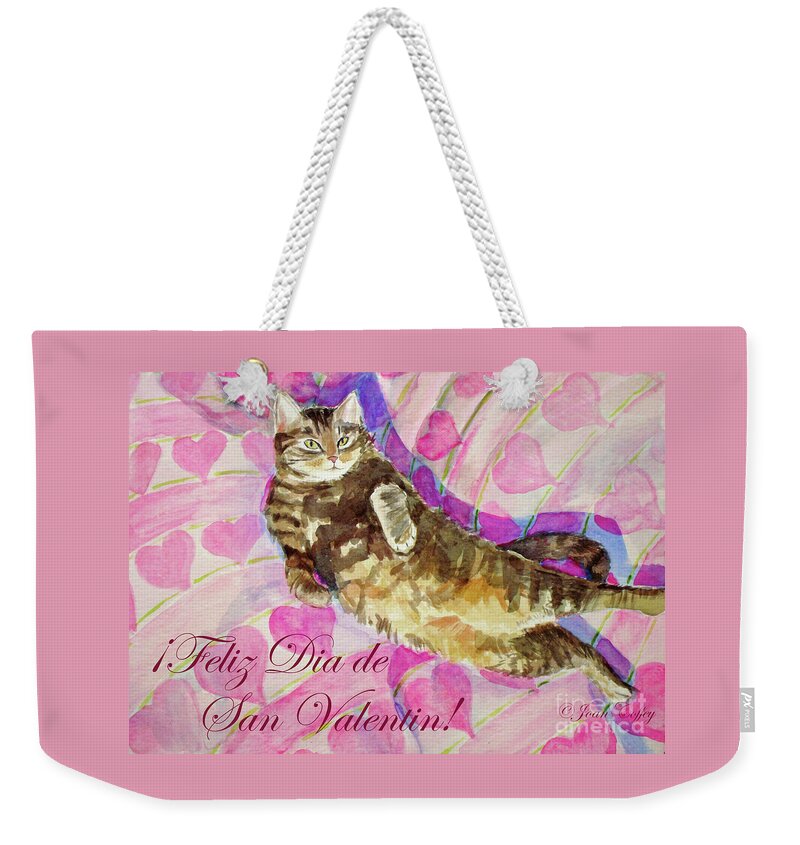 Cat Weekender Tote Bag featuring the painting Mocha San Valentin 2 by Joan Coffey