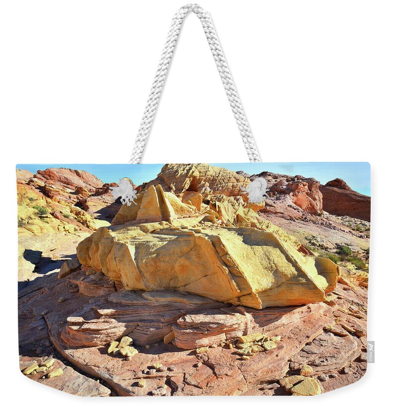 Valley Of Fire State Park Weekender Tote Bag featuring the photograph Morning in Wash 3 in Valley of Fire #2 by Ray Mathis