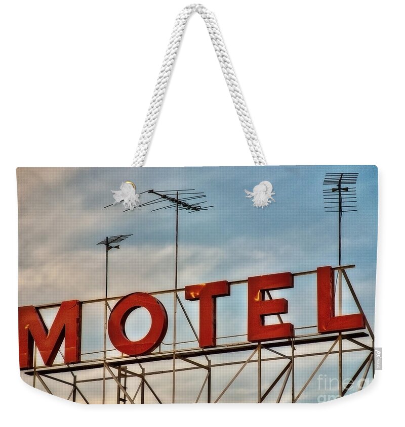 (day Or Daytime) Weekender Tote Bag featuring the photograph Motel #1 by Debra Fedchin