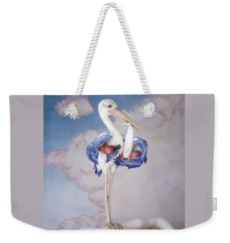Baby Weekender Tote Bag featuring the photograph Mother Stork by Anne Geddes