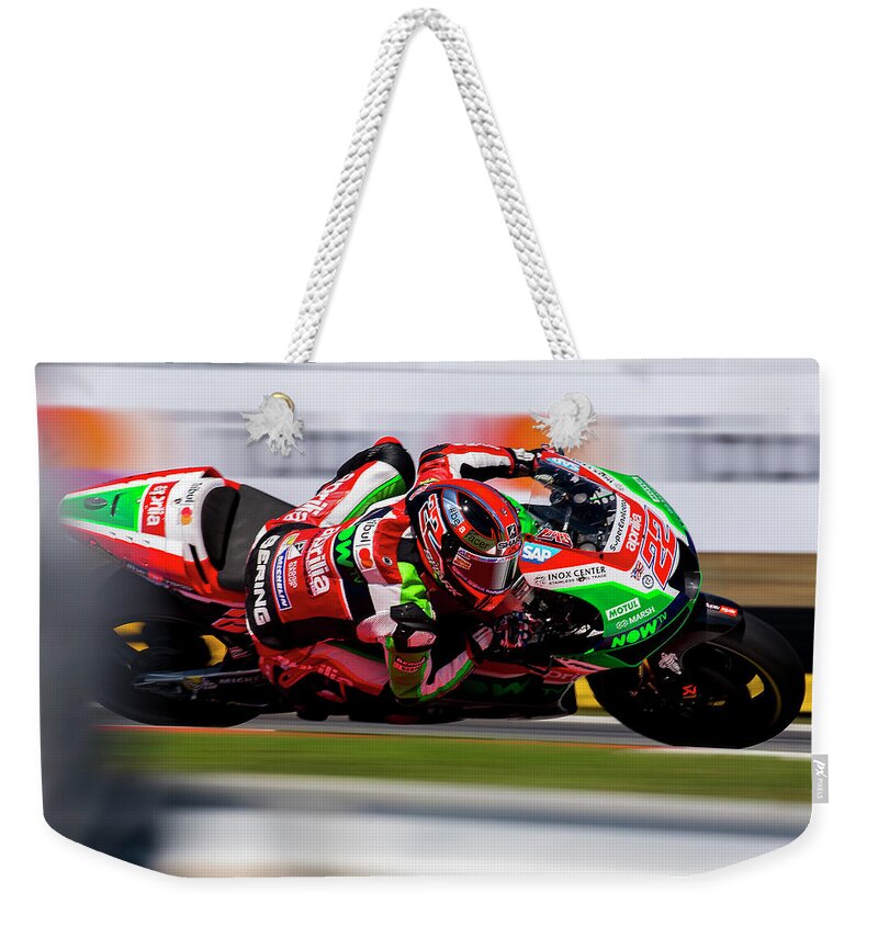 Andrea Dovizioso Weekender Tote Bag featuring the photograph MotoGp #1 by Srdjan Petrovic