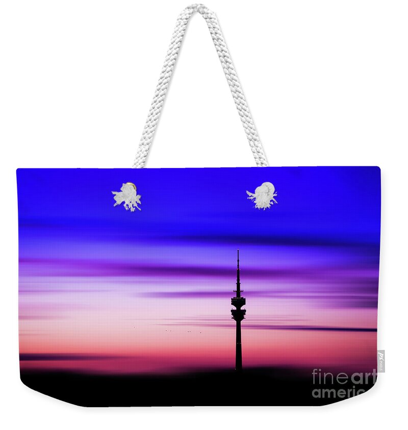 Bavaria Weekender Tote Bag featuring the photograph Munich - Olympiaturm at sunset by Hannes Cmarits