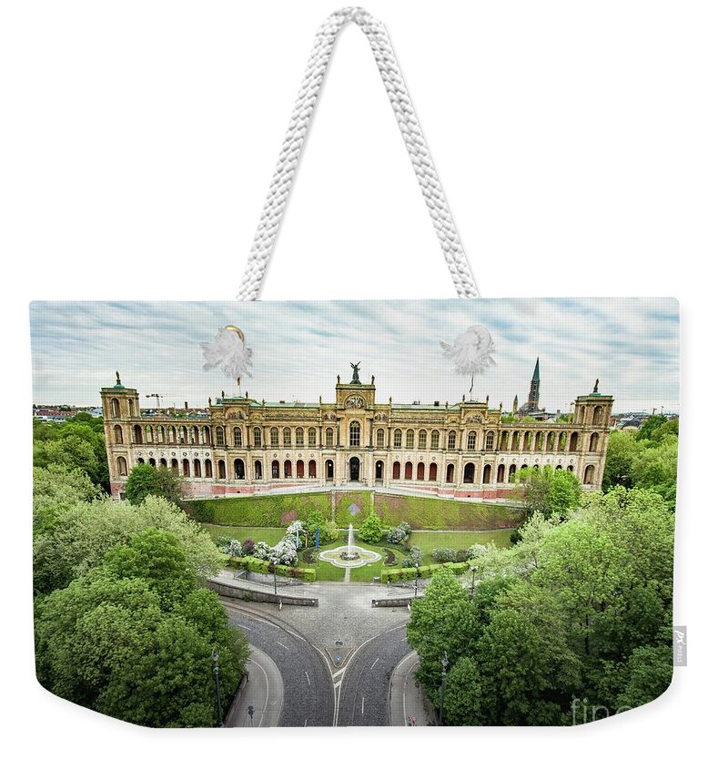 Bavaria Weekender Tote Bag featuring the photograph Munichs picturesque Maximilianeum by Hannes Cmarits