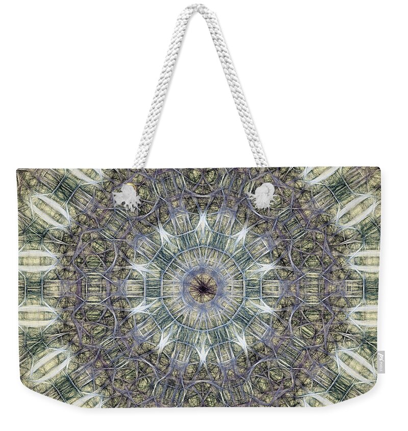 Tao Weekender Tote Bag featuring the digital art Neon Mandala, Nbr 19R by Will Barger