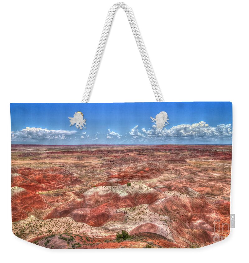 Reid Callaway Painted Desert Weekender Tote Bag featuring the photograph Patchwork The Painted Desert Arizona Landscape Art by Reid Callaway