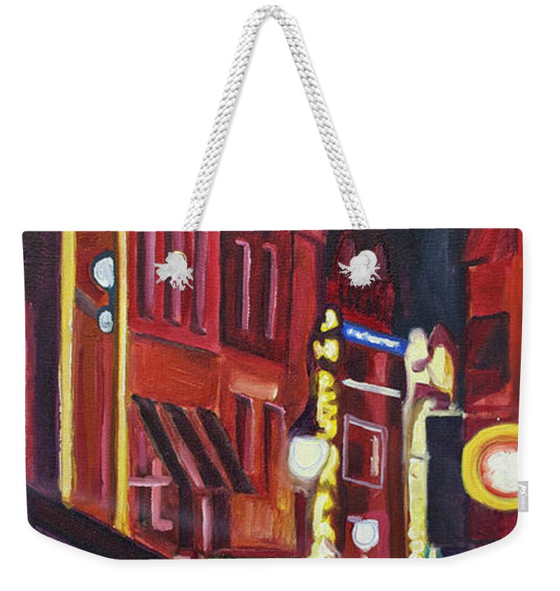 Europe Weekender Tote Bag featuring the painting Night Market #1 by Patricia Arroyo