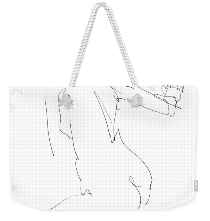 Female Weekender Tote Bag featuring the drawing Nude Female Drawings 8 #2 by Gordon Punt