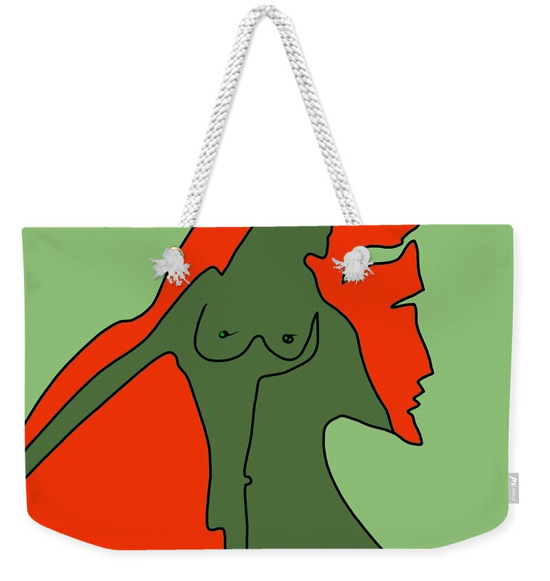 Faces Weekender Tote Bag featuring the digital art Nude #2 by Jeffrey Quiros