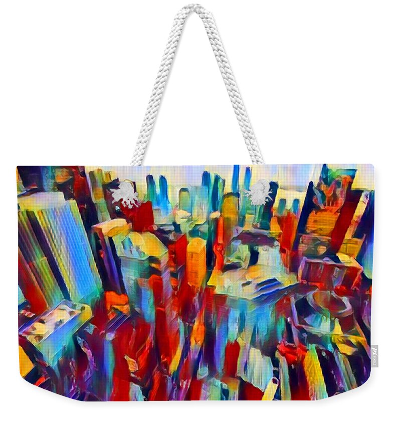 Nyc Weekender Tote Bag featuring the painting NYC View #1 by Chris Butler