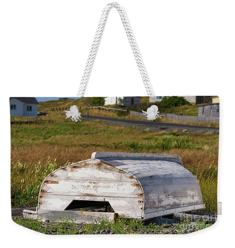 Old Weekender Tote Bag featuring the photograph Old wooden boat #1 by Les Palenik
