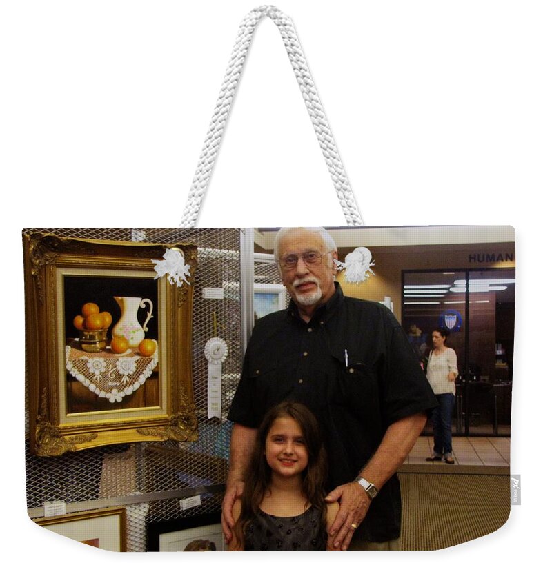 Two Artists. Papa & Ali Weekender Tote Bag featuring the painting Orange you sweet #2 by Gene Gregory