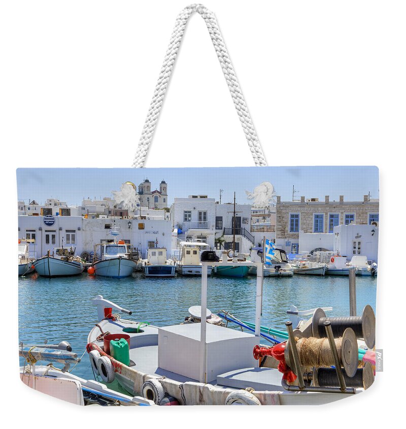 Naoussa Weekender Tote Bag featuring the photograph Paros - Cyclades - Greece #1 by Joana Kruse