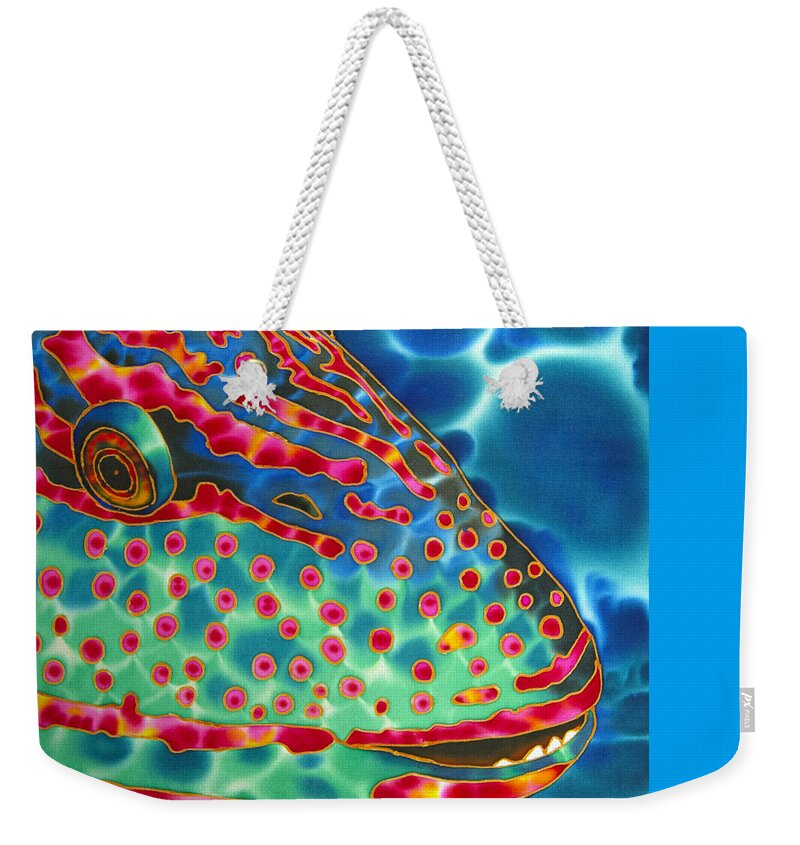 Diving Weekender Tote Bag featuring the painting Blue Parrotfish by Daniel Jean-Baptiste