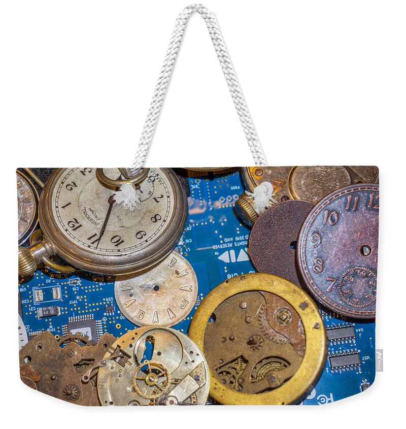 Clock Weekender Tote Bag featuring the photograph Parts by Dennis Dugan