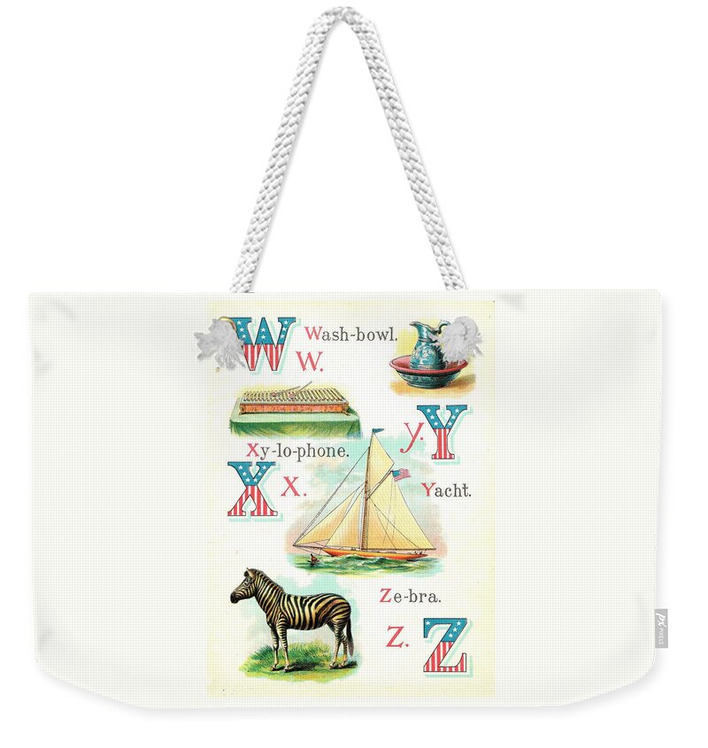  Weekender Tote Bag featuring the painting Patriot ABC Book Page Twelve by Reynold Jay