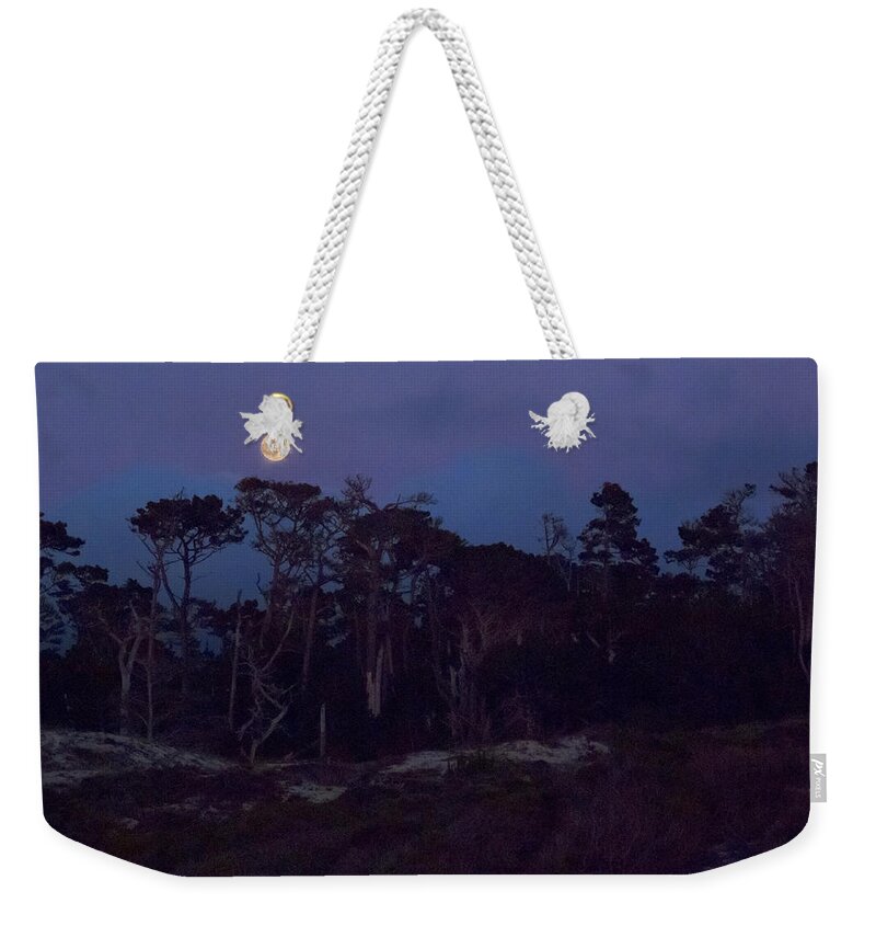 Moon Weekender Tote Bag featuring the photograph Pebble Beach Moonrise by Derek Dean