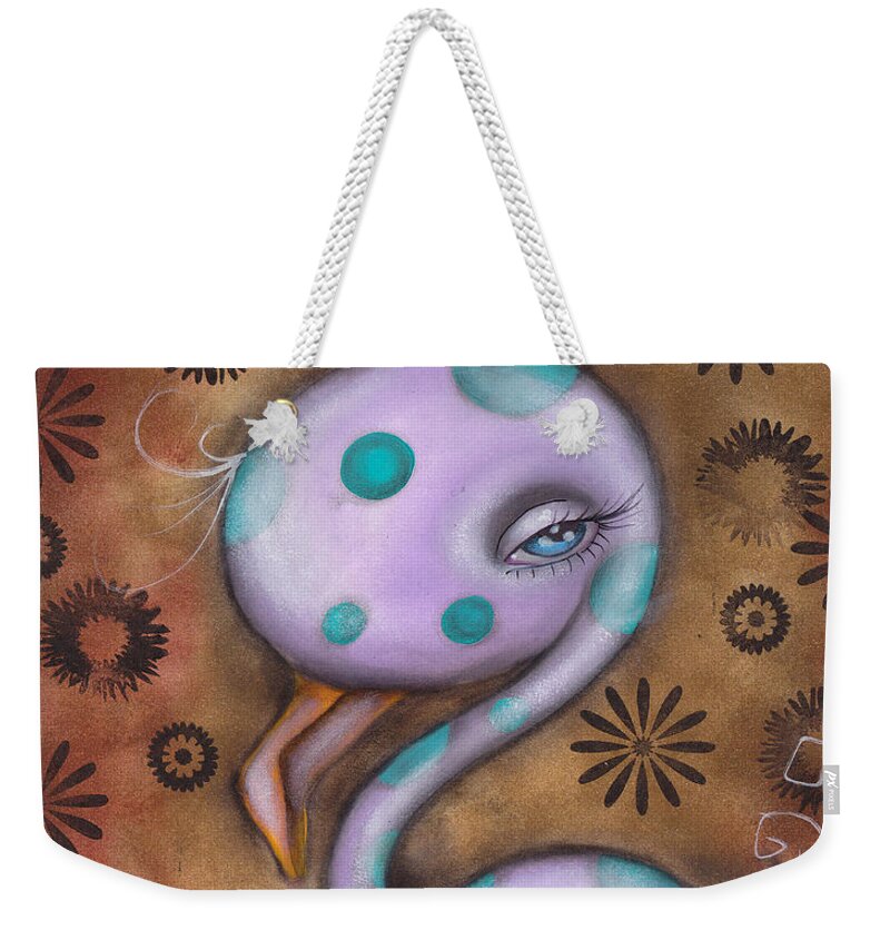 Flamingo Weekender Tote Bag featuring the painting Perla by Abril Andrade