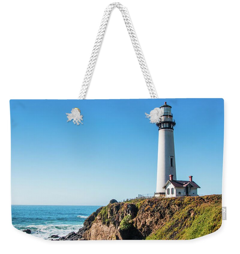 Coastline Weekender Tote Bag featuring the photograph Pigeon Point Lighthouse on highway No. 1, California by Amanda Mohler