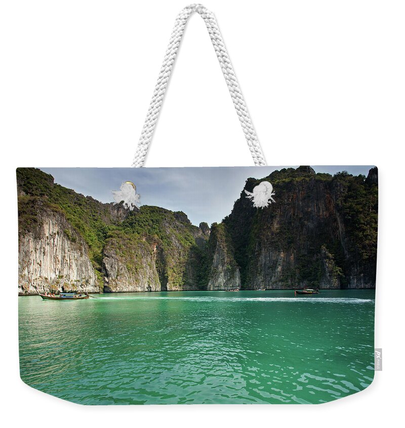 Phi-phi Leh Weekender Tote Bag featuring the photograph Pileh Bay, Phi-Phi Leh Island #1 by Aivar Mikko