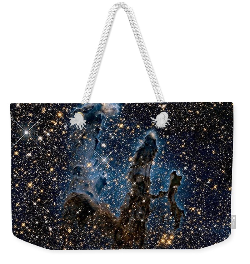 Galaxy Weekender Tote Bag featuring the painting Pillars of Creation in infra red #1 by Celestial Images