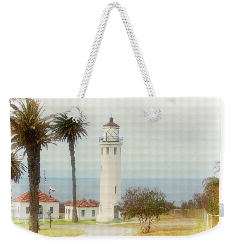 Los Angeles Weekender Tote Bag featuring the photograph Point Vincente Lighthouse, California in Retro Style #1 by Anthony Murphy