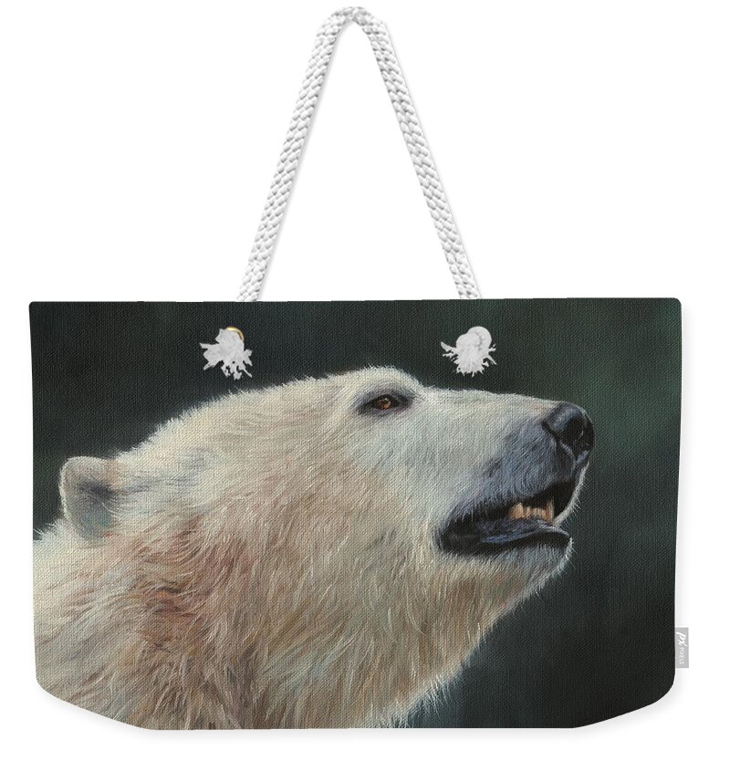 Polar Bear Weekender Tote Bag featuring the painting Polar Bear #2 by David Stribbling