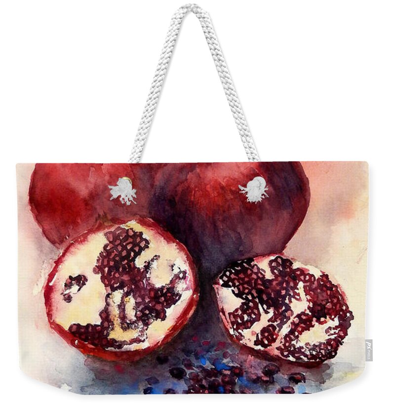 Pomegranate Weekender Tote Bag featuring the painting Pomegranate #1 by Yoshiko Mishina