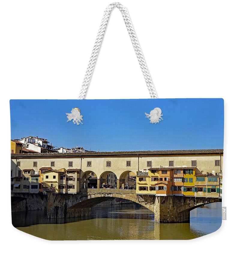 Florence Weekender Tote Bag featuring the photograph Ponte Vecchio Bridge In Florence Italy #1 by Rick Rosenshein