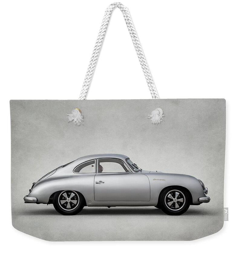 Vintage Weekender Tote Bag featuring the digital art Porsche 356 by Douglas Pittman