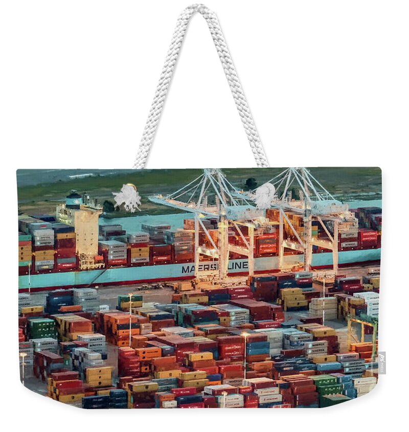 Port Of Oakland Weekender Tote Bag featuring the photograph Port of Oakland Aerial Photo by David Oppenheimer