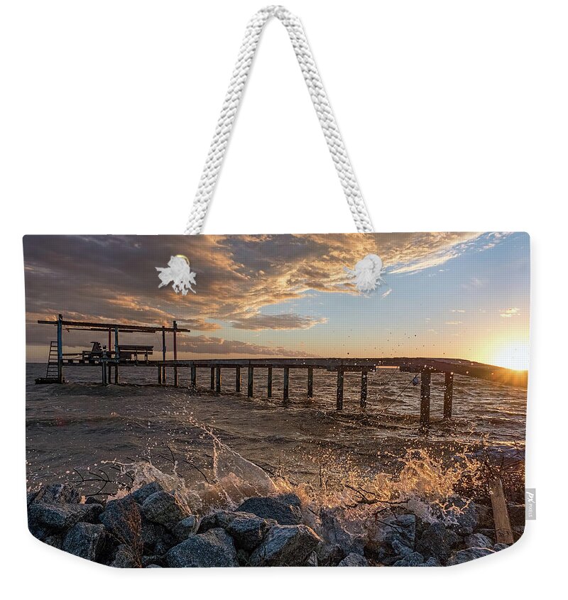 Sunset Weekender Tote Bag featuring the photograph Portersville Bay Sunset by Brad Boland