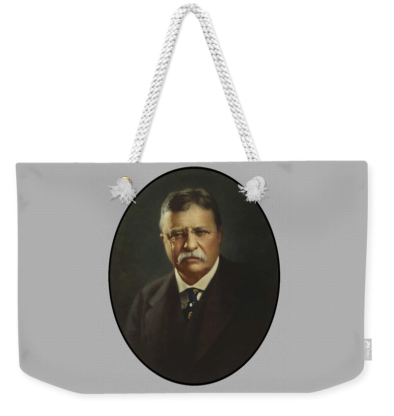 Teddy Roosevelt Weekender Tote Bag featuring the painting President Theodore Roosevelt by War Is Hell Store