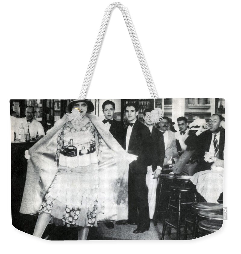 Culture Weekender Tote Bag featuring the photograph Prohibition, Flapper Flask Fashion by Science Source