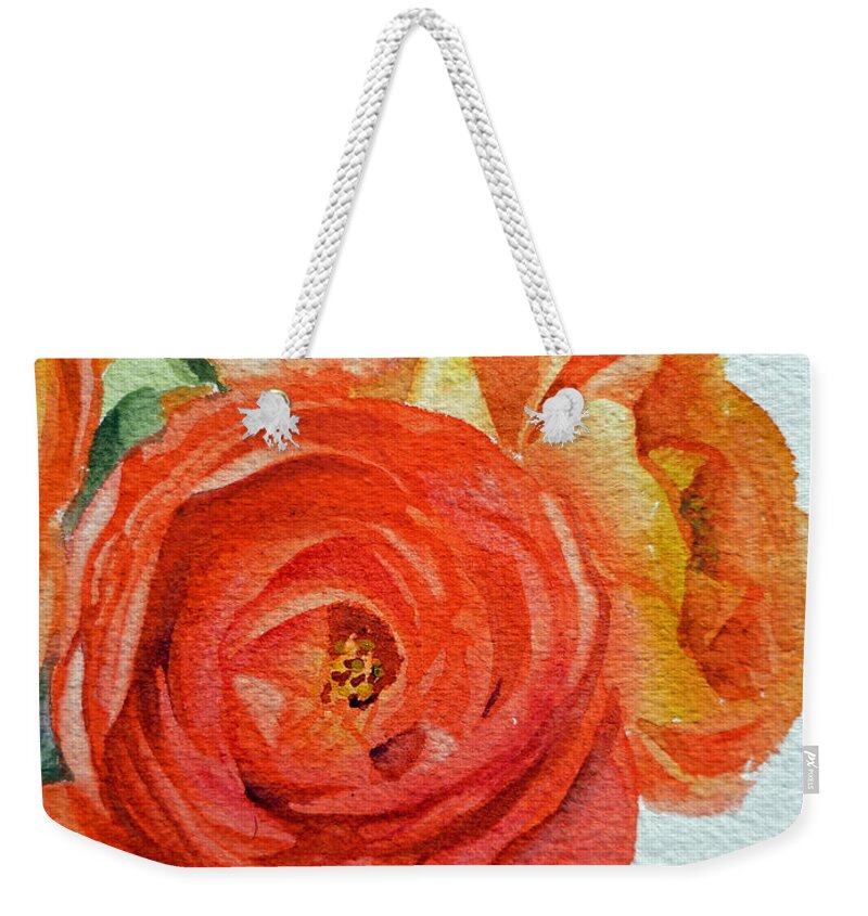Ranunculus Weekender Tote Bag featuring the painting Ranunculus #2 by Irina Sztukowski