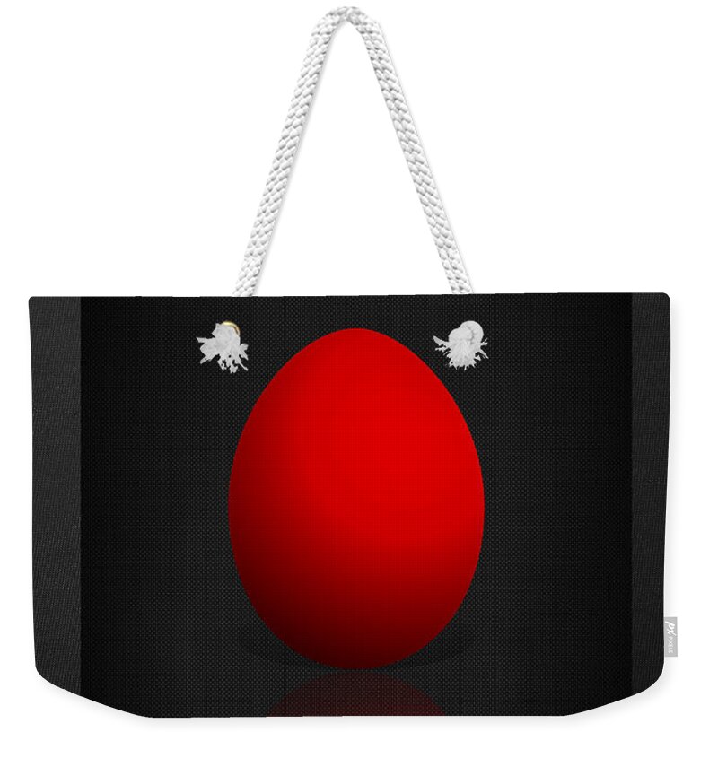 �red On Black� Collection By Serge Averbukh Weekender Tote Bag featuring the photograph Red Egg on Black Canvas by Serge Averbukh