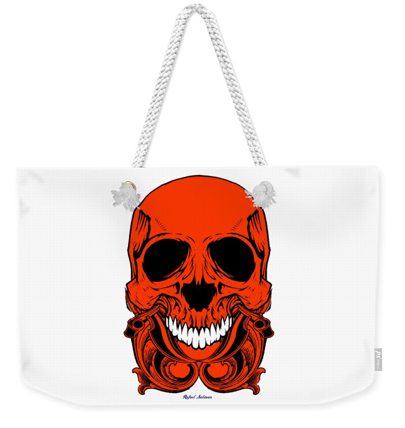  Weekender Tote Bag featuring the digital art Red Skull #1 by Rafael Salazar