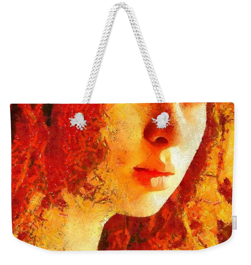 Woman Weekender Tote Bag featuring the digital art Redhead #1 by Gun Legler