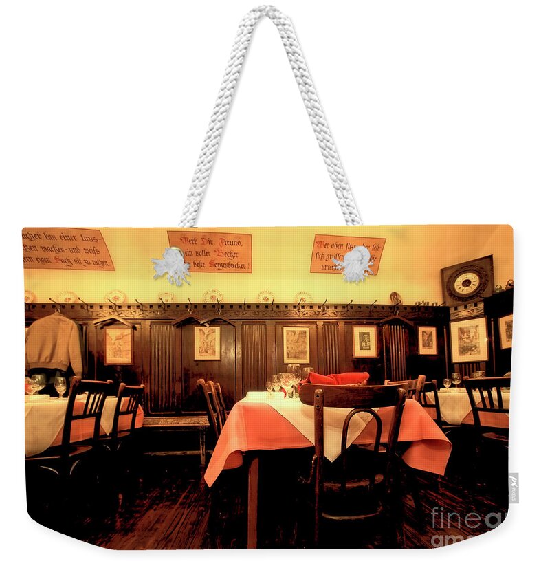 Restaurant Weekender Tote Bag featuring the photograph Restaurant in Budapest #1 by Madeline Ellis