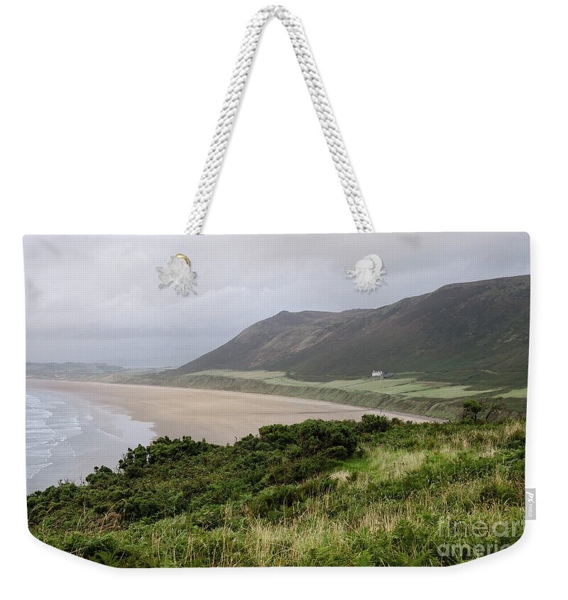 Sunset Weekender Tote Bag featuring the photograph Rhossili Bay, South Wales by Perry Rodriguez