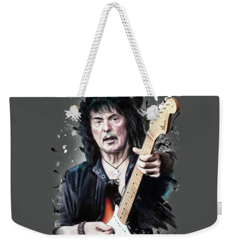 Ritchie Blackmore Weekender Tote Bag featuring the mixed media Ritchie Blackmore #1 by Melanie D
