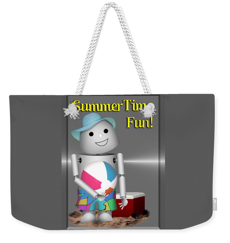  Weekender Tote Bag featuring the mixed media Robo-x9 At the Beach #1 by Gravityx9 Designs