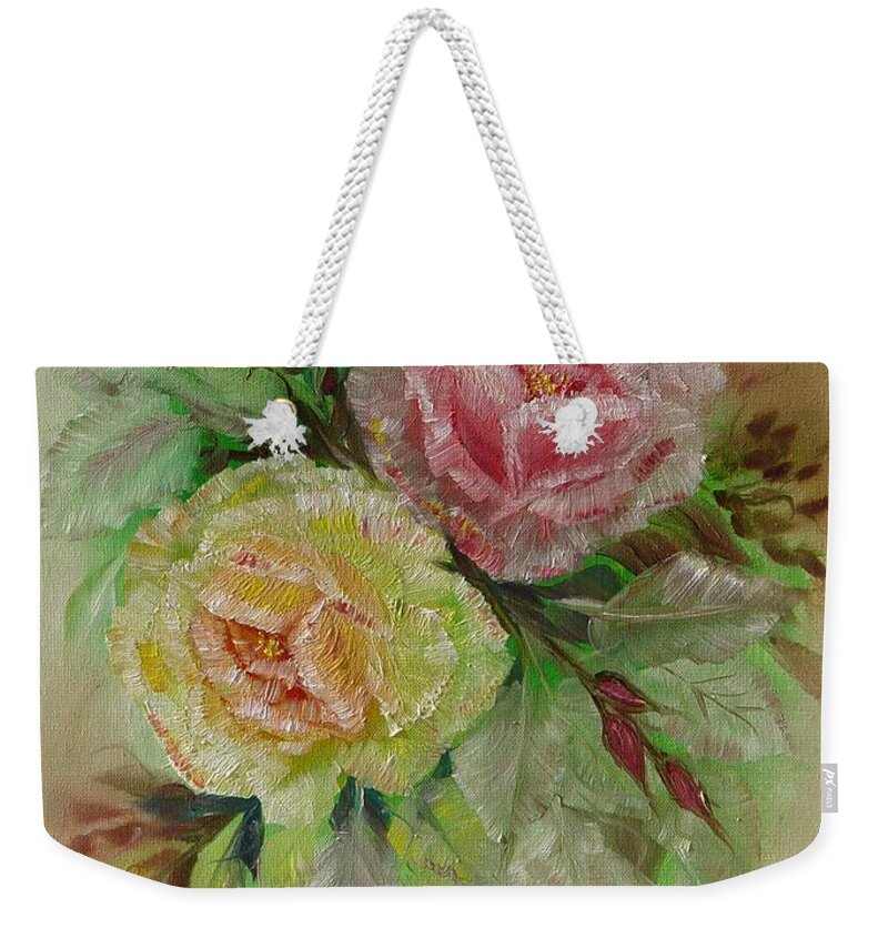 Roses Weekender Tote Bag featuring the painting Roses #1 by Quwatha Valentine
