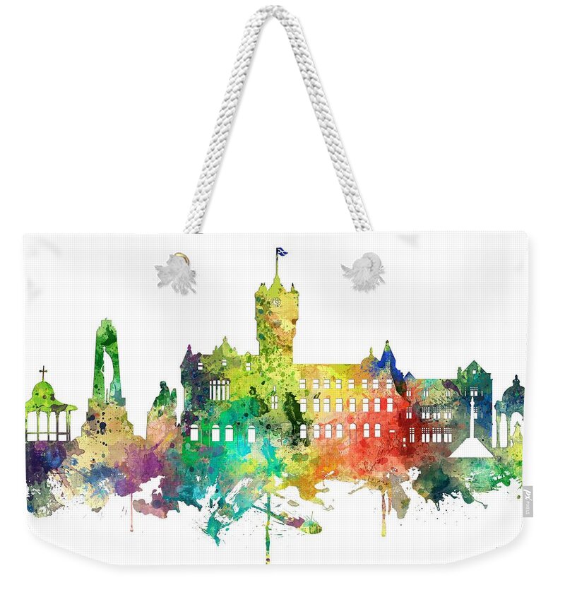 Rutherglen Scotland Skyline Weekender Tote Bag featuring the digital art Rutherglen Scotland Skyline #1 by Marlene Watson