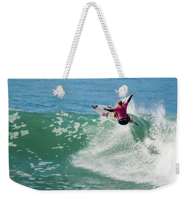 Surfers Weekender Tote Bag featuring the photograph Sally Fitzgibbons #1 by Waterdancer