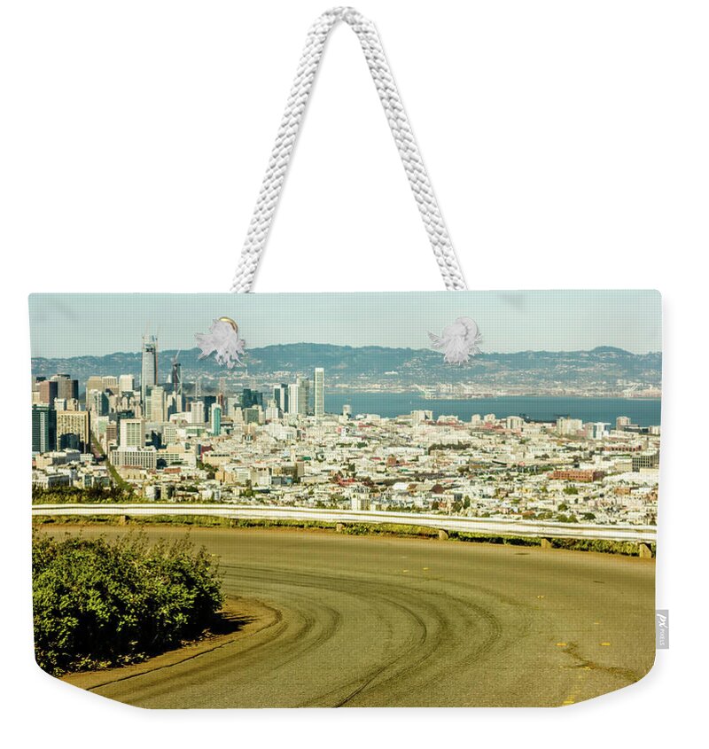 Downtown Weekender Tote Bag featuring the photograph San Francisco California Downtown And Surroundings #1 by Alex Grichenko