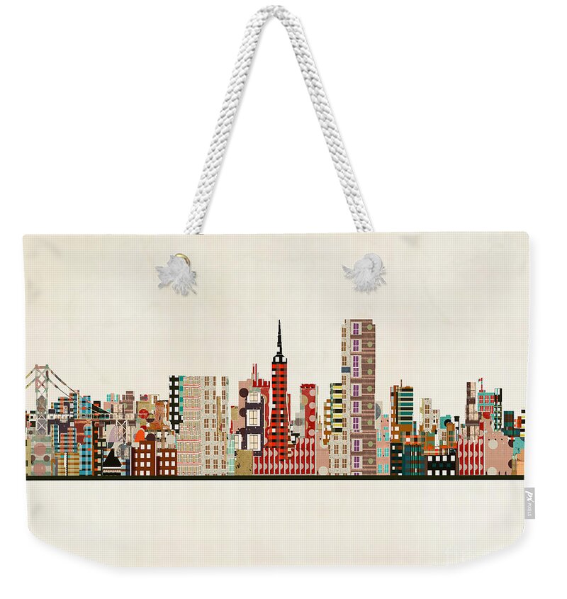 San Francisco Weekender Tote Bag featuring the painting San Francisco Skyline #1 by Bri Buckley