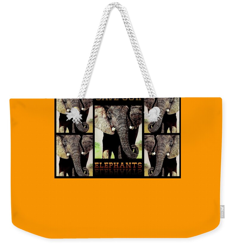 Elephant Weekender Tote Bag featuring the painting Save Our Elephants #2 by Hartmut Jager