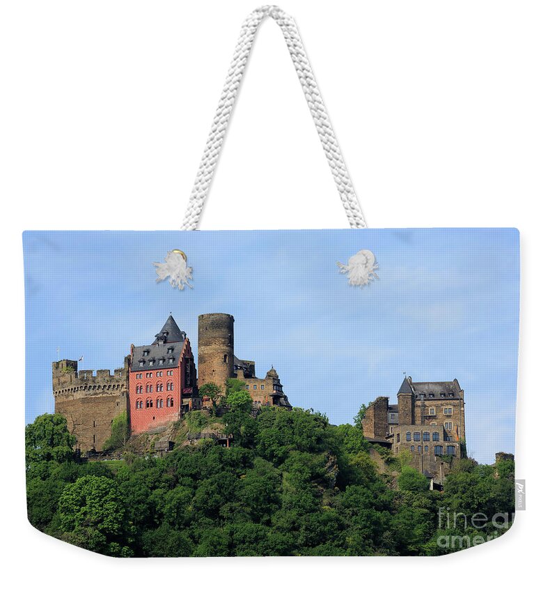 Schoenburg Castle Weekender Tote Bag featuring the photograph Schoenburg Castle above Oberwesel Germany #1 by Louise Heusinkveld